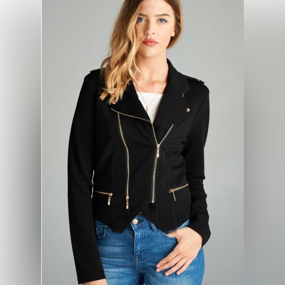 Mine Women’s Black Moto Jacket Size Medium
